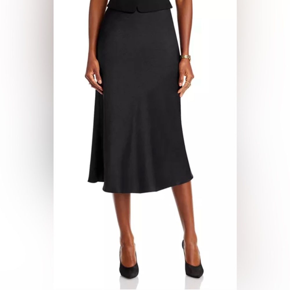 Aqua Satin Midi Slip Skirt